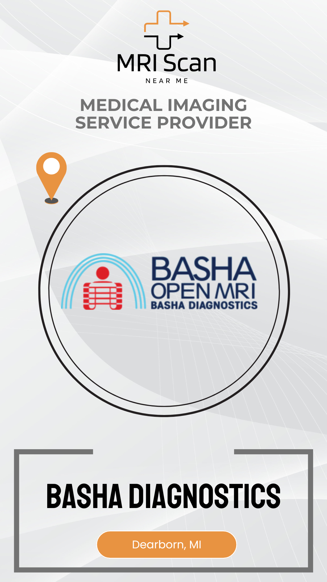 Basha Diagnostics logo with MRI Scan branding on a white background