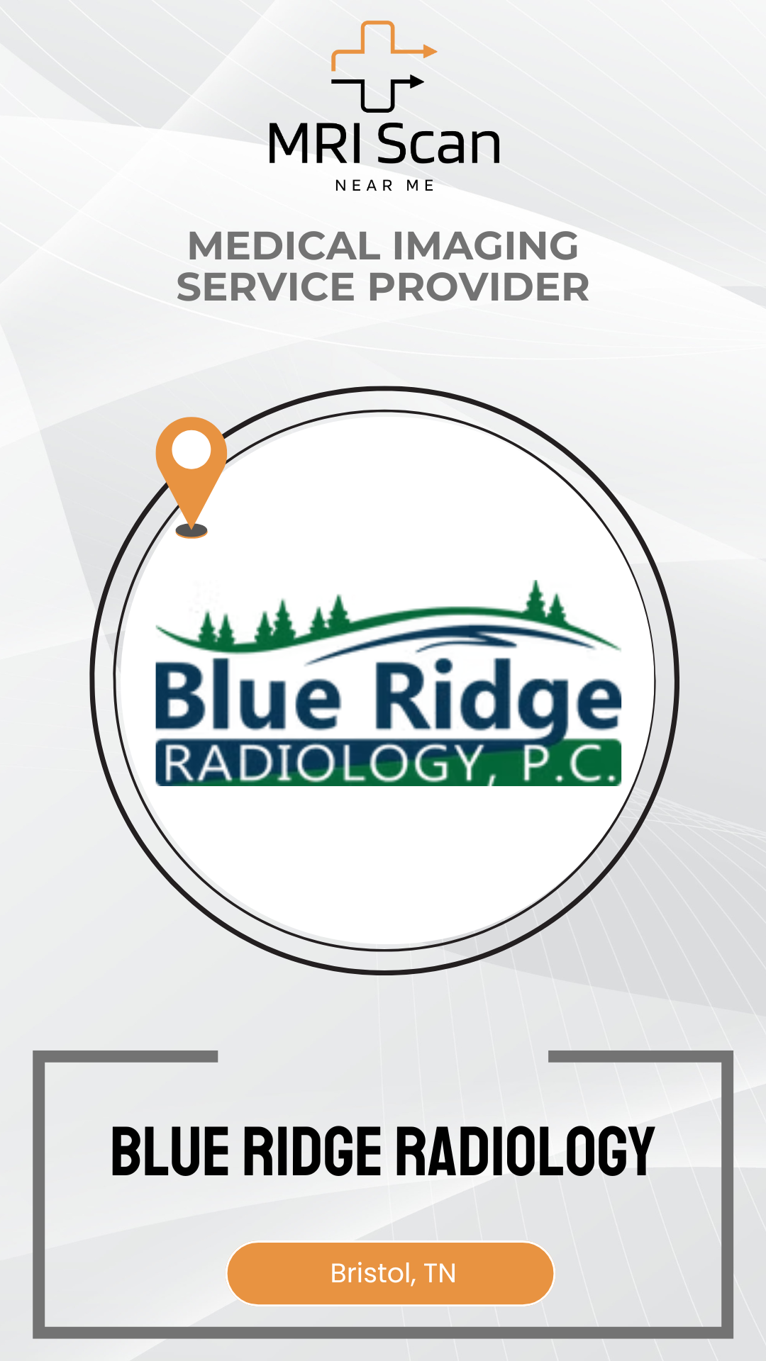 Blue Ridge Radiology logo with MRI Scan branding on a white background