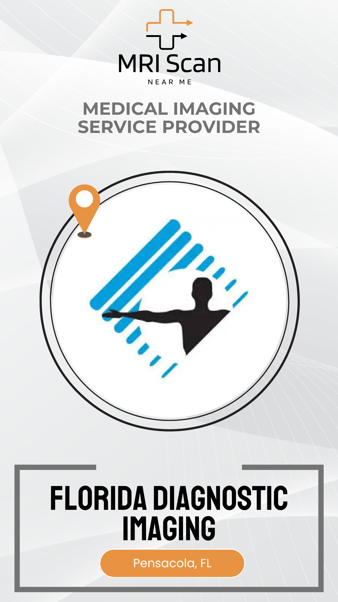 Advertisement for Florida Diagnostic Imaging with a silhouette of a person and diagnostic imaging symbols.