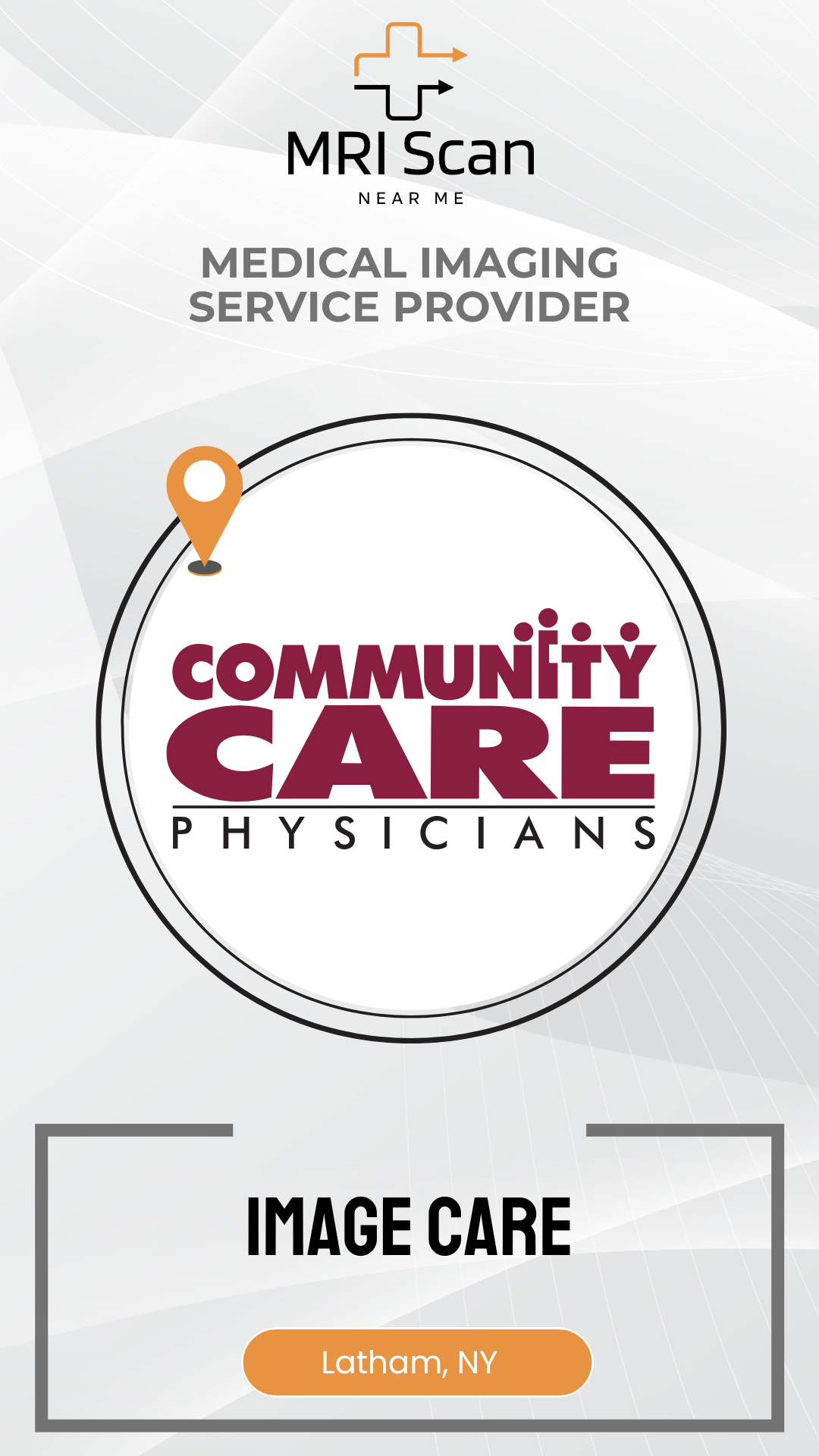 Advertisement for Community Care Physicians with MRI Scan branding on a white background