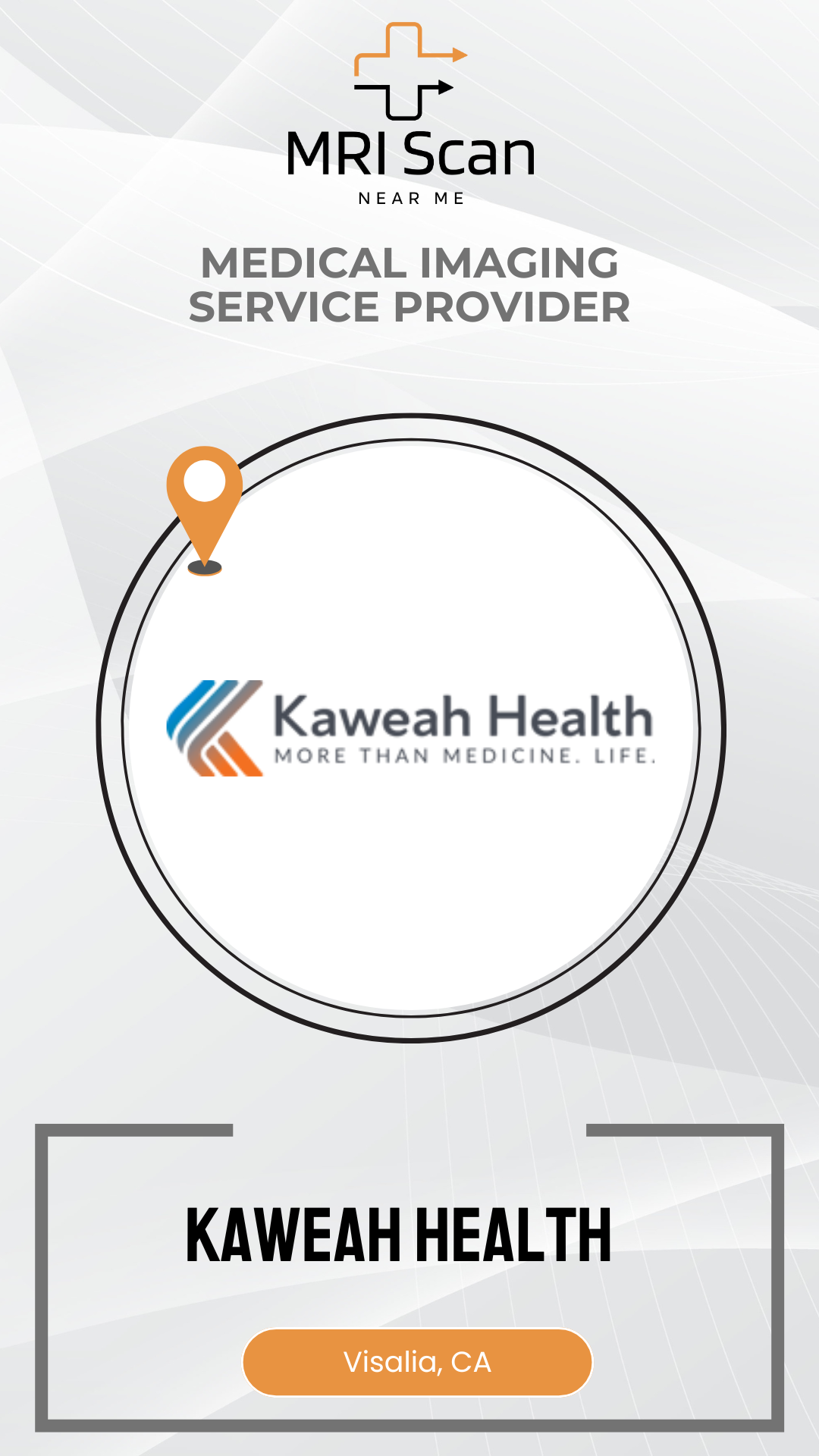 Kaweah Health logo with MRI Scan branding on a white background