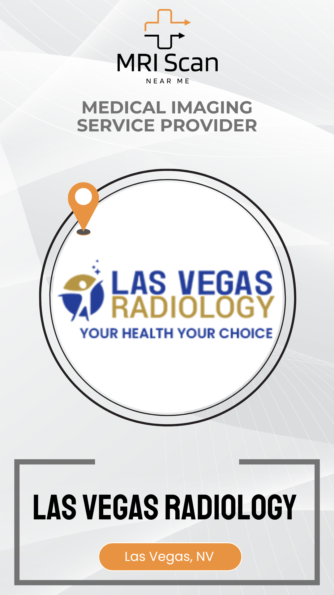 Advertisement for Las Vegas Radiology with logo and text on a white background
