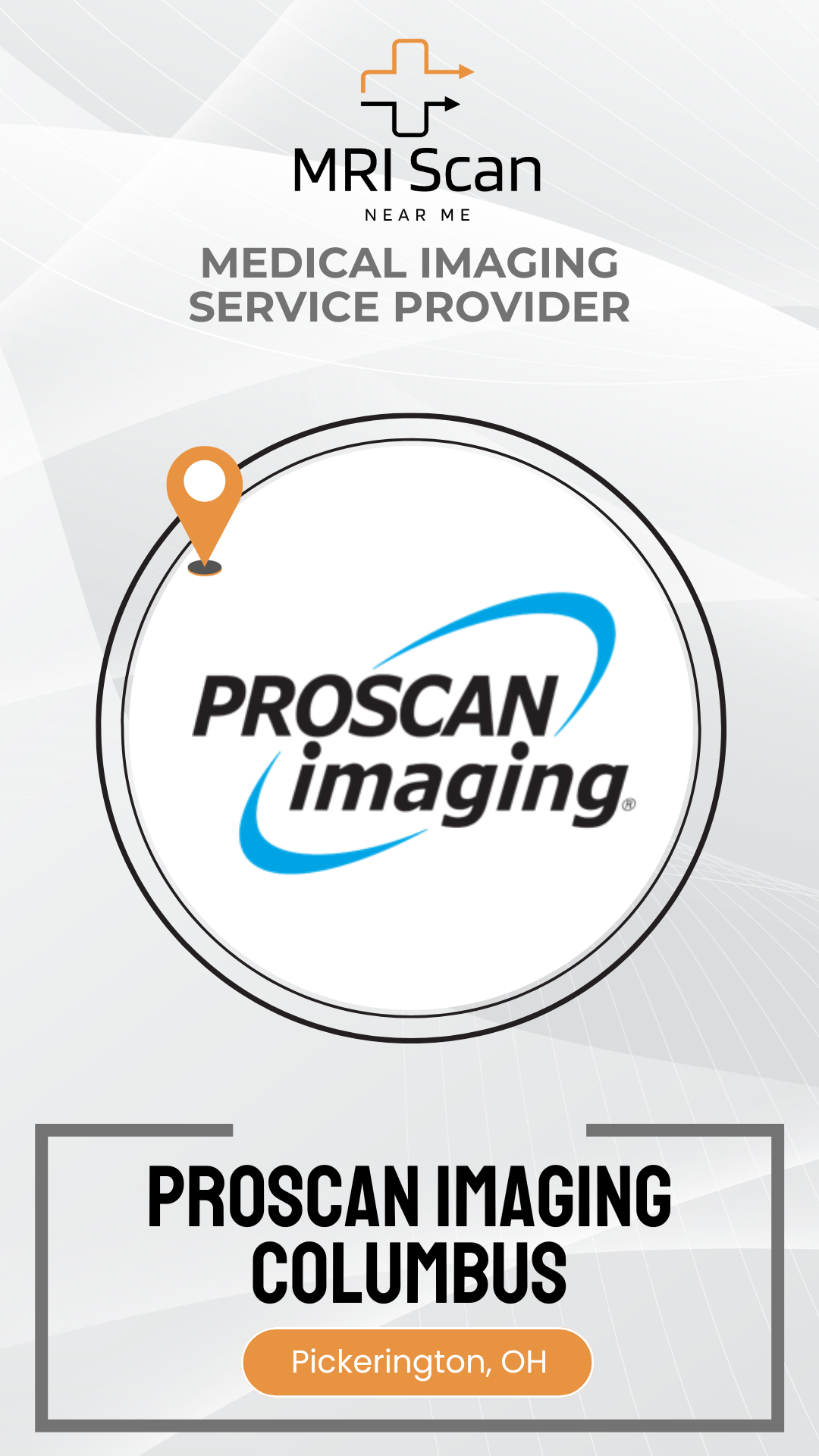 Proscan Imaging logo with location marker and text on a white background