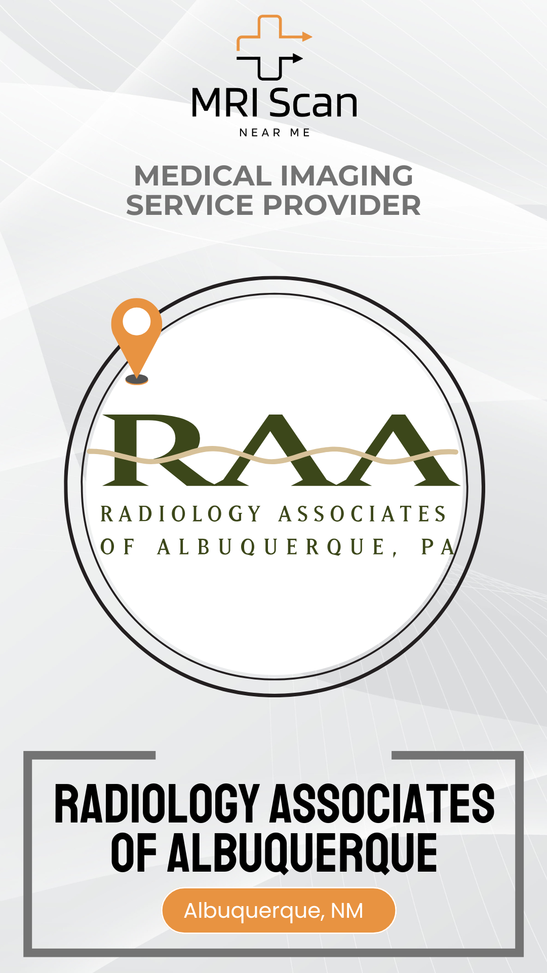 Advertisement for Radiology Associates of Albuquerque with their logo and branding.
