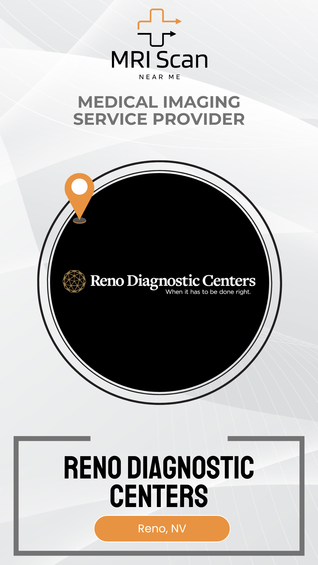 Advertisement for Reno Diagnostic Centers with MRI Scan branding on a white background