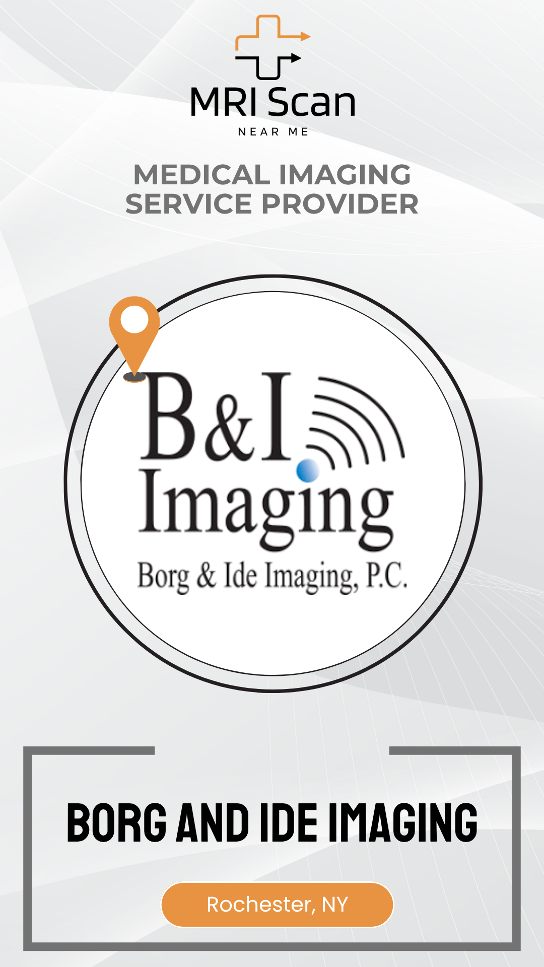 Advertisement for Borg & Ide Imaging, a medical imaging service provider, with their logo and contact information.