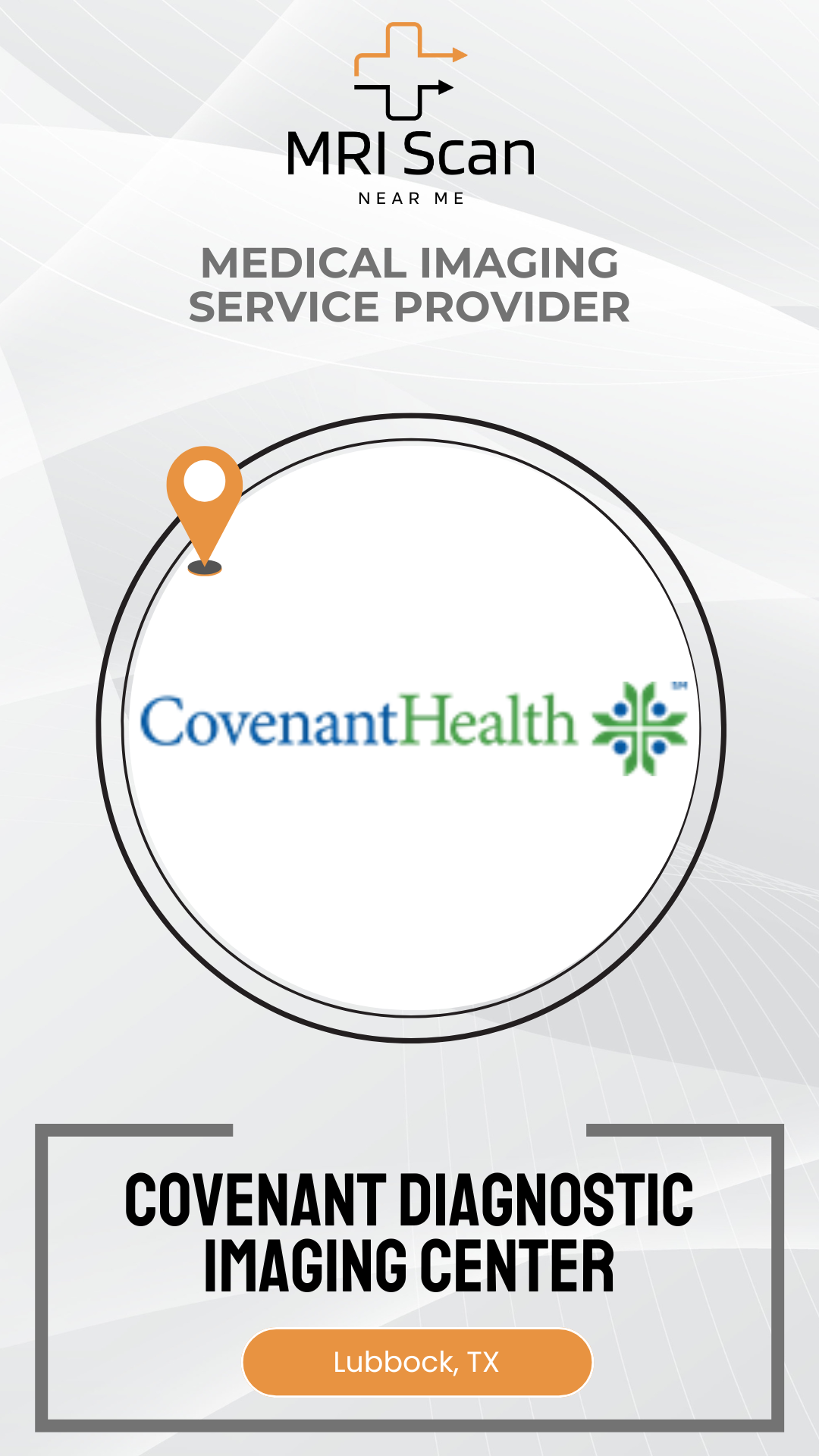 Covenant Health diagnostic imaging center advertisement with MRI Scan logo.