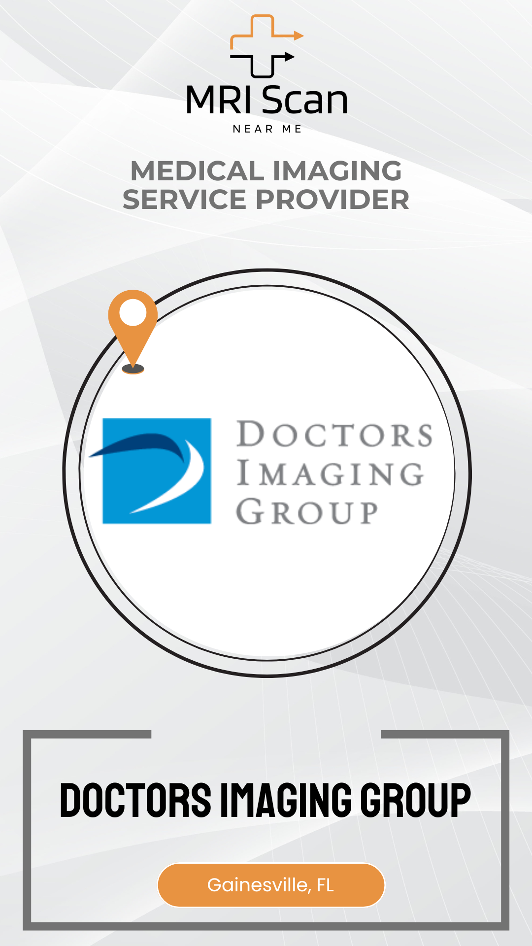 Doctors Imaging Group logo with a location pin and 'MRI Scan Near Me' text on a white background