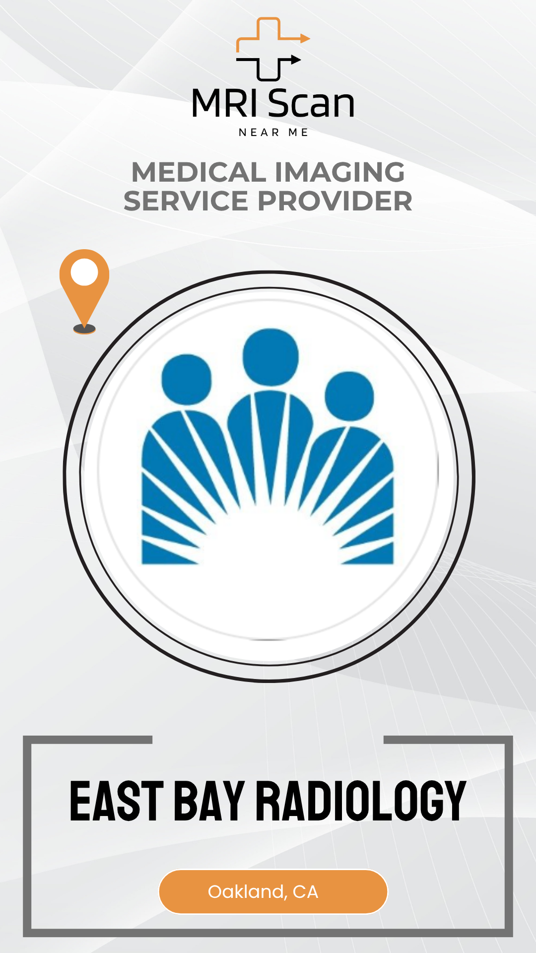 Promotional graphic for East Bay Radiology with a medical imaging service provider logo.