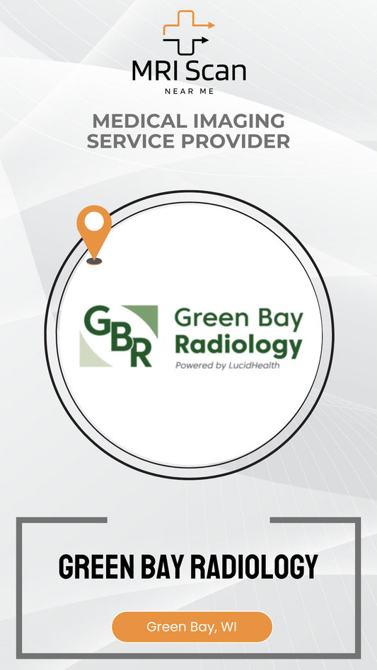 Green Bay Radiology logo with MRI Scan branding on a white background