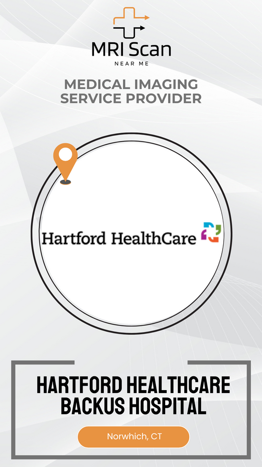 Advertisement for Hartford HealthCare Backus Hospital with MRI Scan branding.