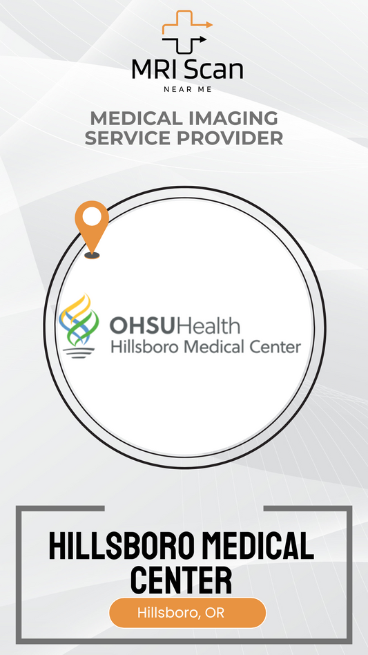 Advertisement for OHSUHealth Hillsboro Medical Center medical imaging service provider on a white background.
