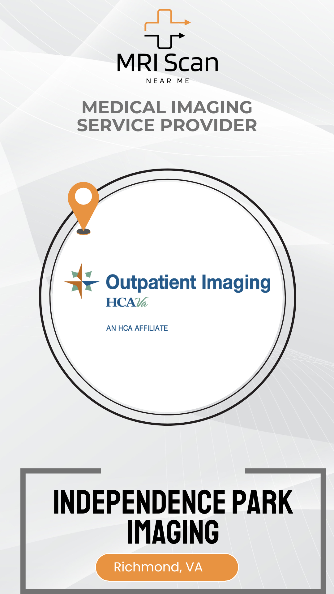 Advertisement for MRI Scan and Outpatient Imaging HCA with location details on a white background.