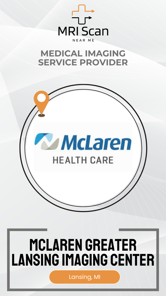 Advertisement for McLaren Health Care's Greater Lansing Imaging Center with MRI Scan branding.