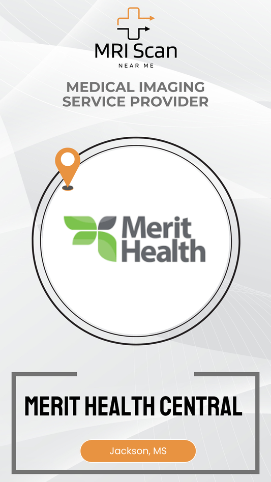 Merit Health Central advertisement with logo and location details on a white background