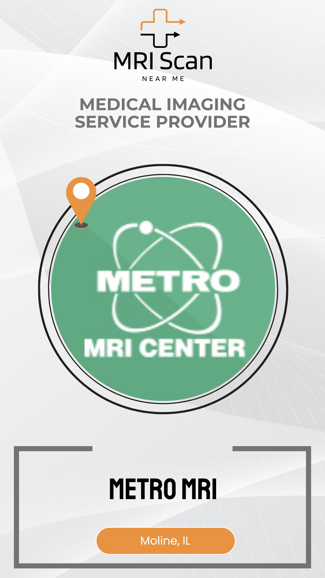 Metro MRI Center logo with branding elements on a white background
