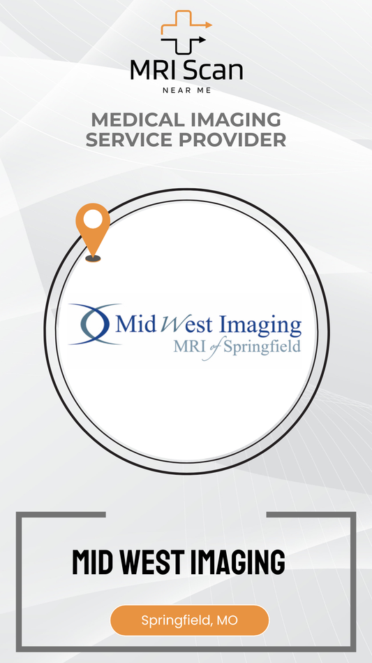 Advertisement for Mid West Imaging MRI Scan with logo and text on a white background
