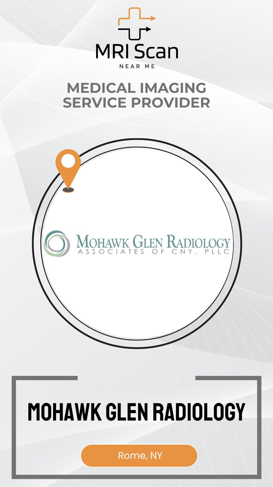Advertisement for Mohawk Glen Radiology with MRI Scan logo and location marker.