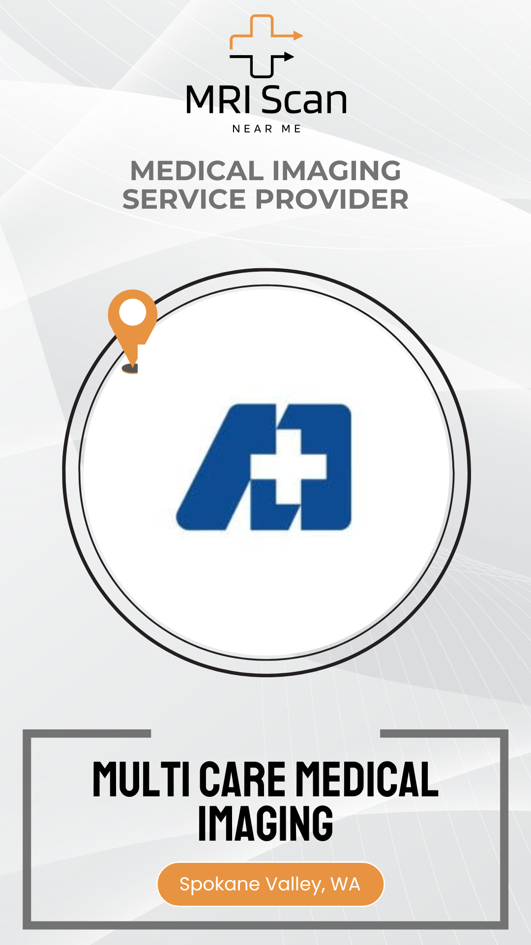 Advertisement for MRI Scan, a medical imaging service provider, with their logo and branding elements.