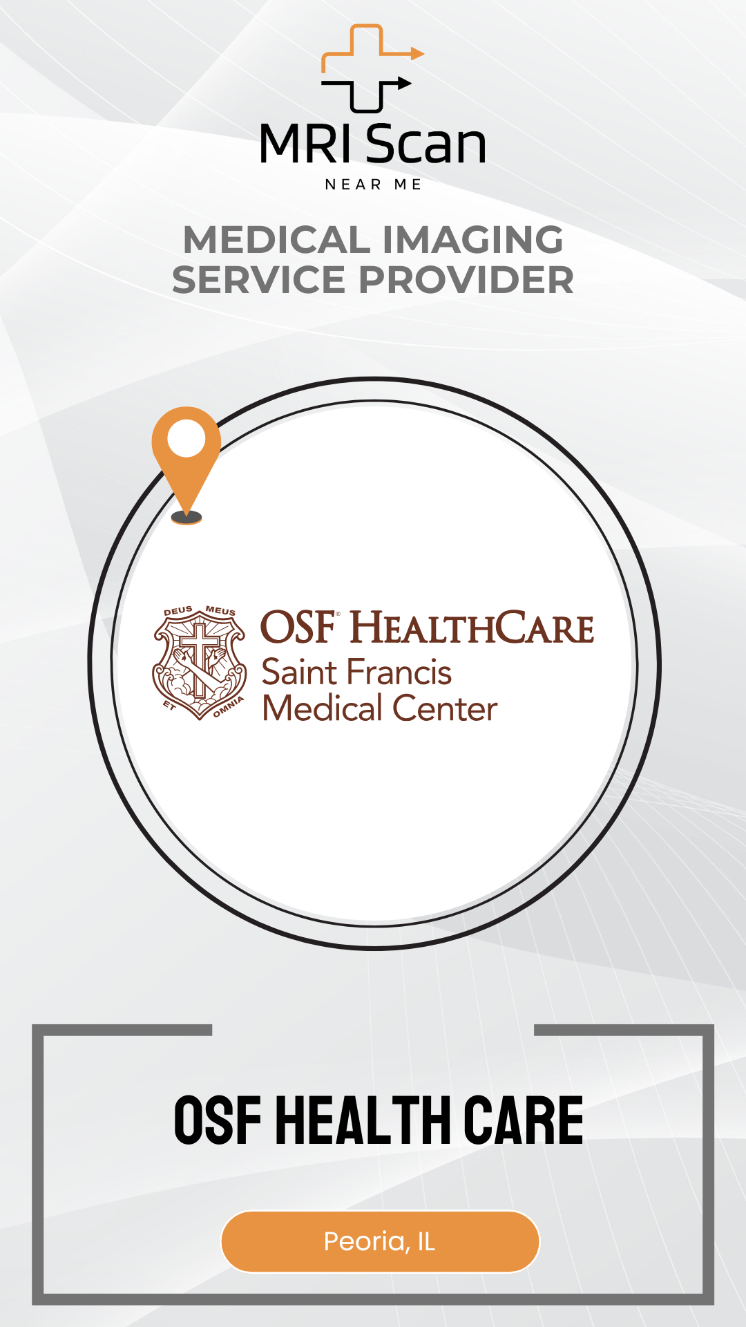 OSF HealthCare Saint Francis Medical Center logo on a white background with 'MRI Scan Near Me' branding.