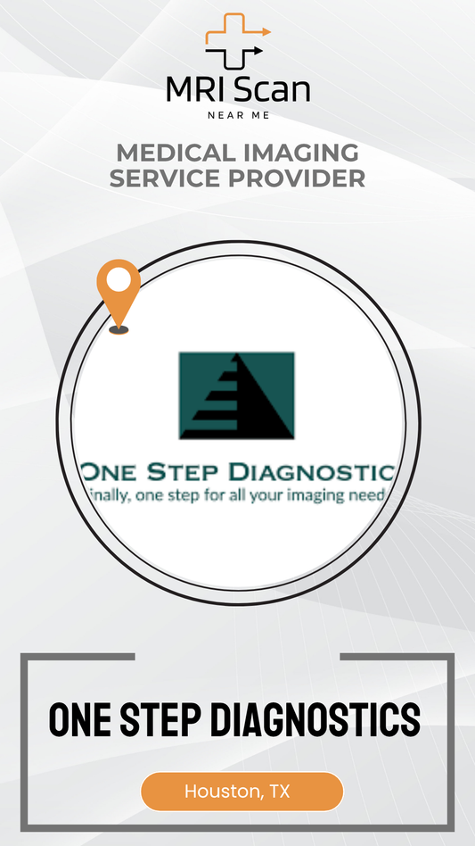 Advertisement for MRI Scan and One Step Diagnostic services with branding and location information.
