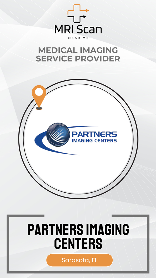 Advertisement for Partners Imaging Centers with MRI Scan logo and location details on a white background.