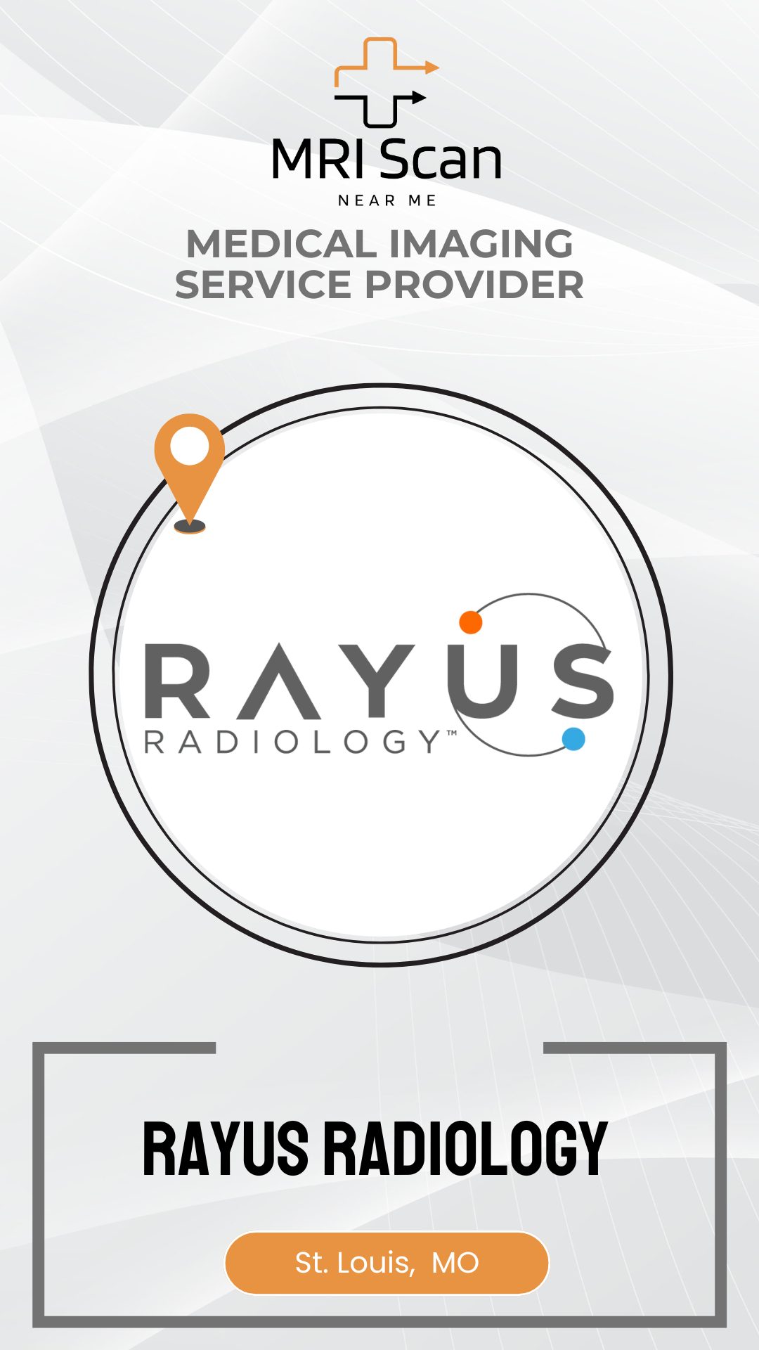 Rayus Radiology advertisement with logo and text on a white background