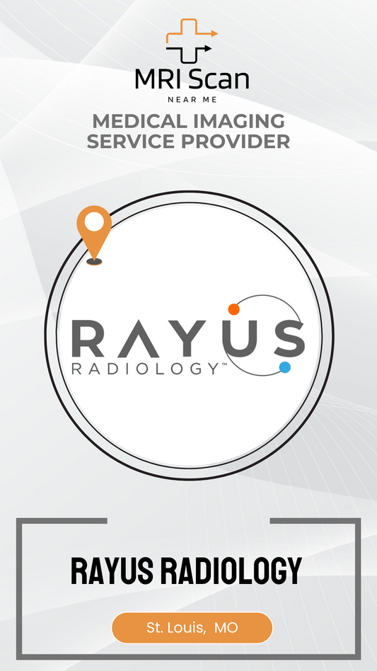 Rayus Radiology advertisement with logo and text on a white background