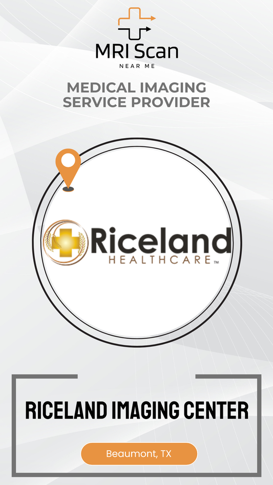 Riceland Healthcare logo with MRI Scan branding on a white background