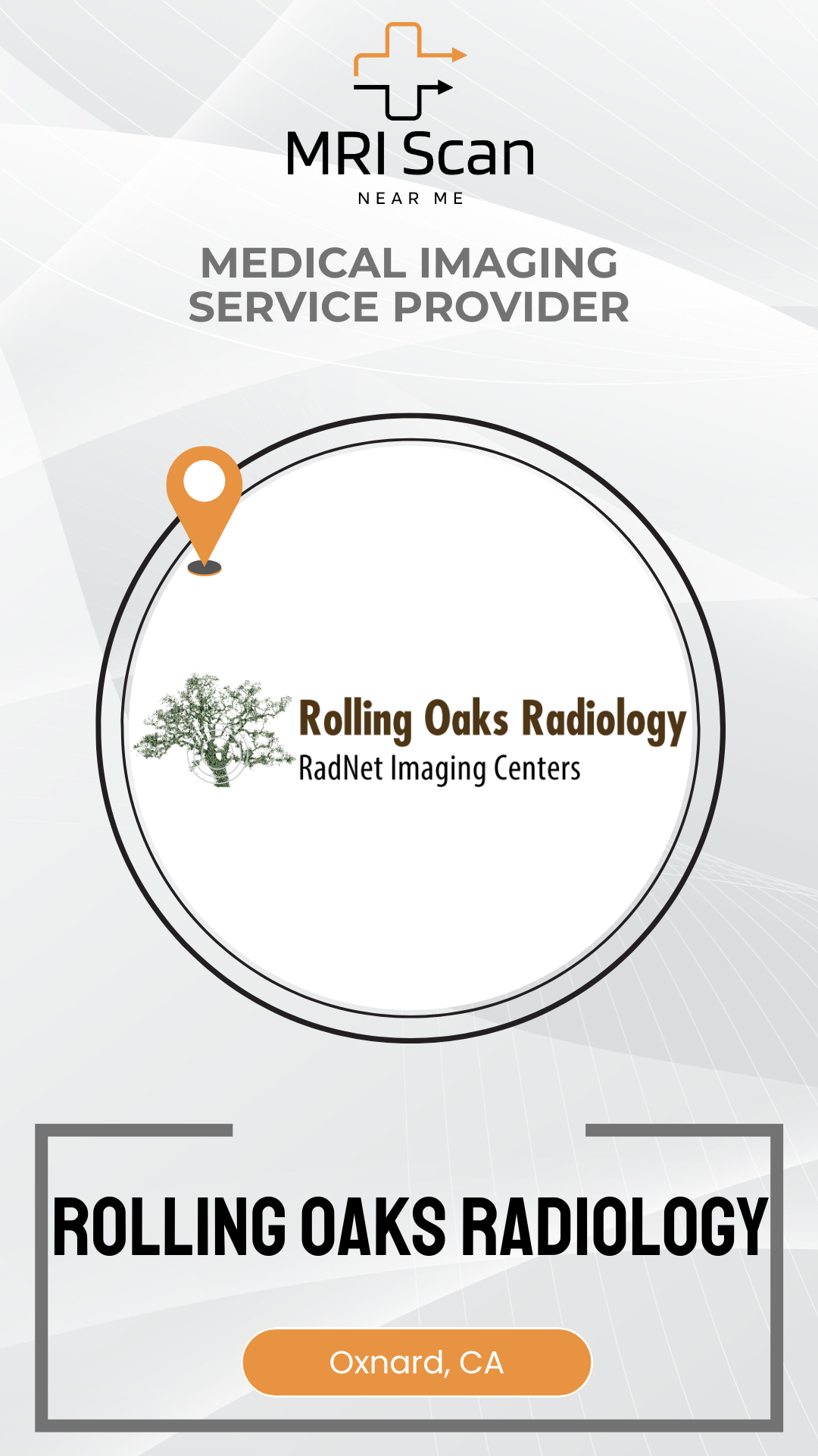 Advertisement for Rolling Oaks Radiology with a logo and text on a white background