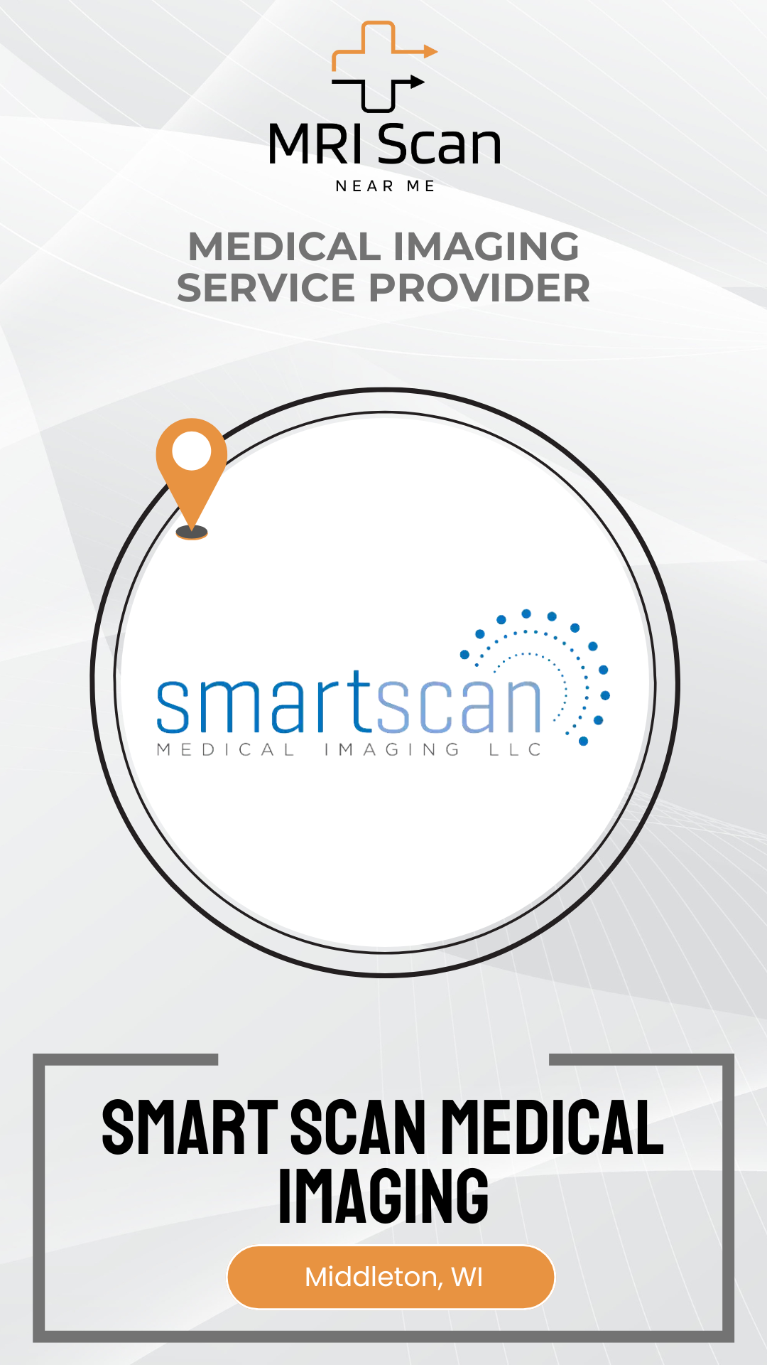 Smart Scan Medical Imaging logo on a white background with branding elements.