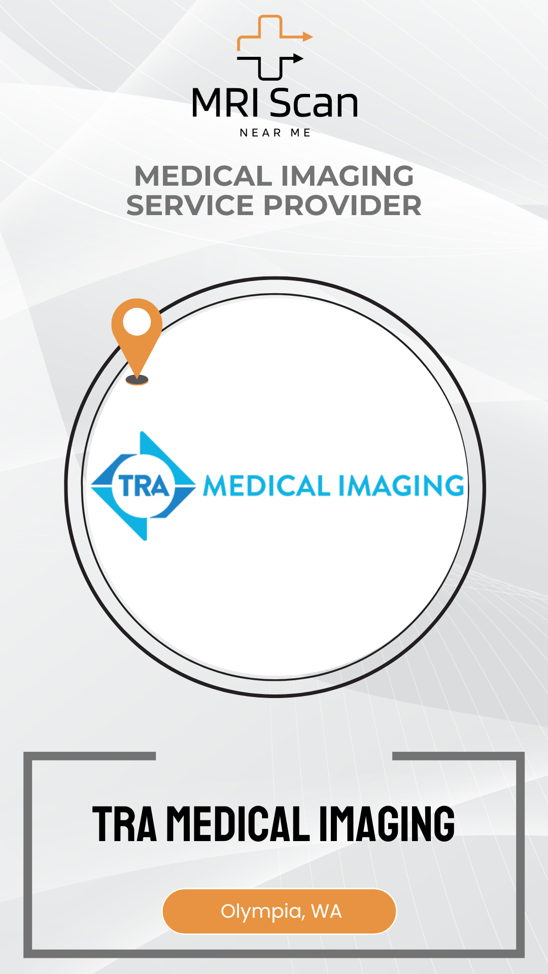 TRA Medical Imaging logo with a location pin on a white background
