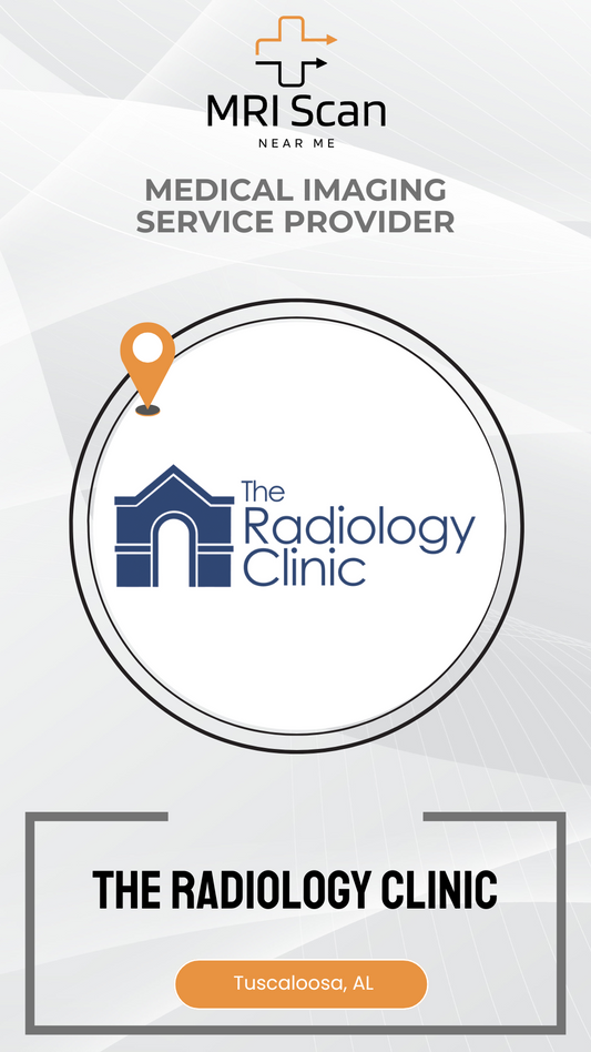 Promotional graphic for The Radiology Clinic with MRI Scan branding