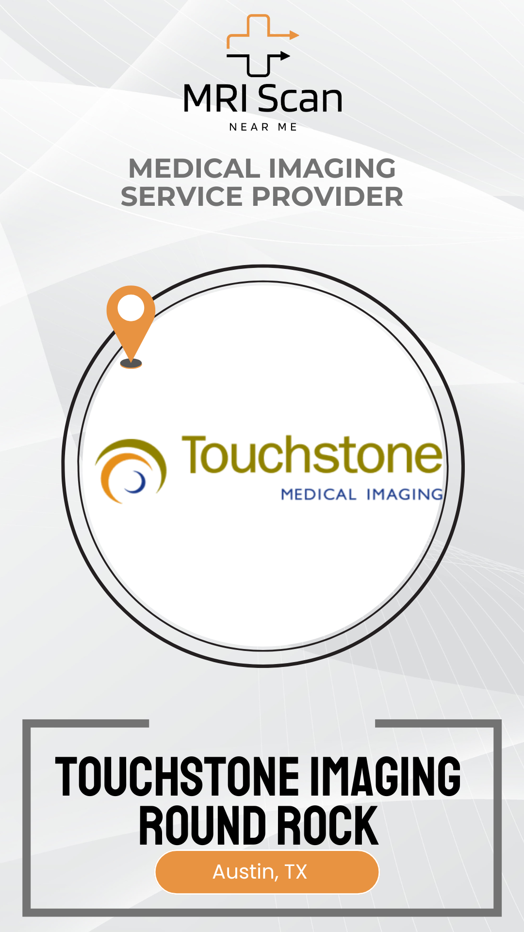 Touchstone Medical Imaging advertisement with logo and text on a white background