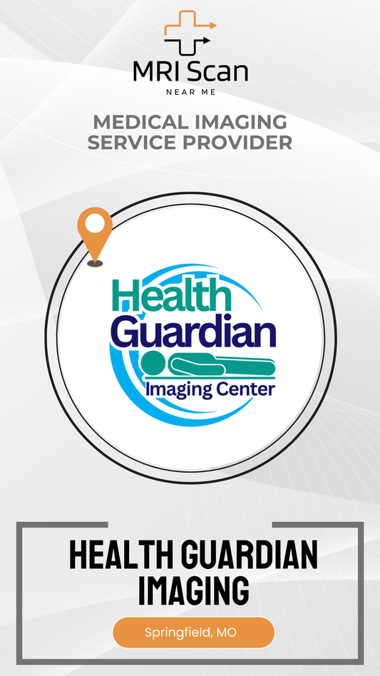Advertisement for Health Guardian Imaging Center with logo and contact information on a white background