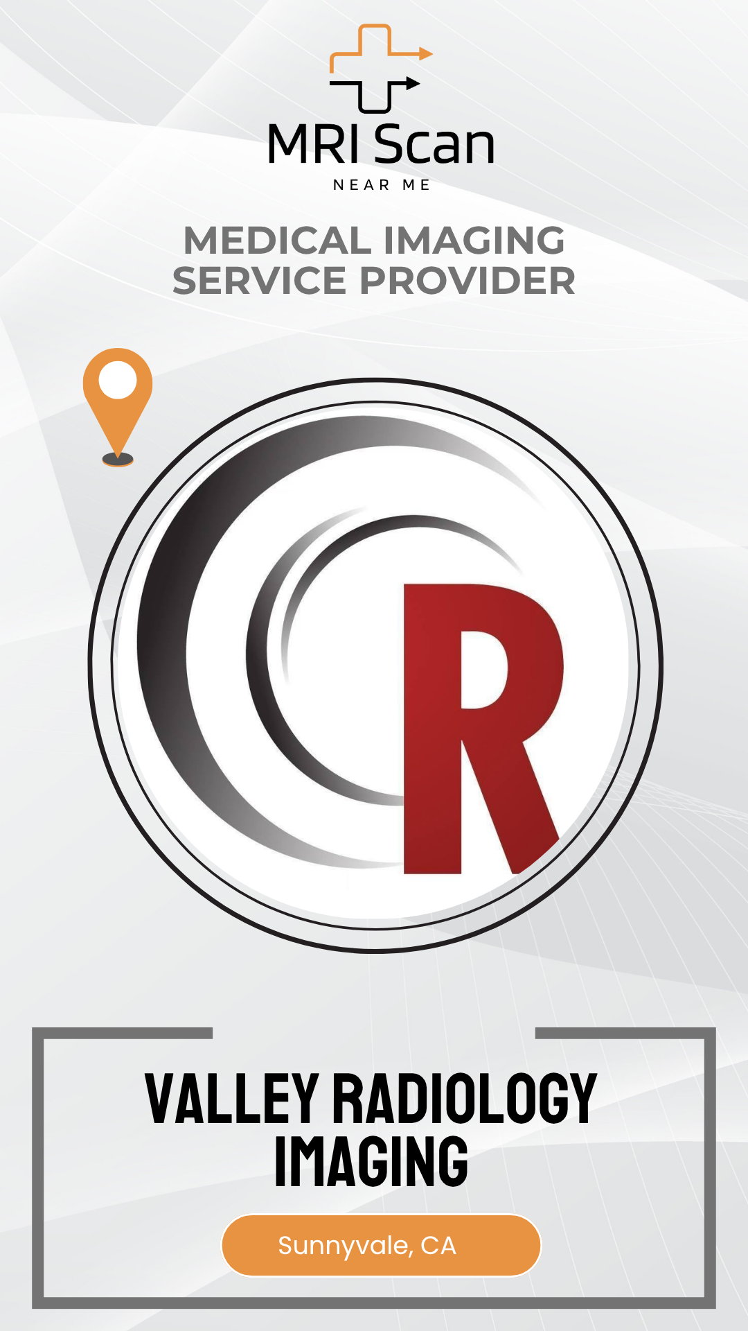 MRI Scan medical imaging service provider logo with a red 'R' on a white background
